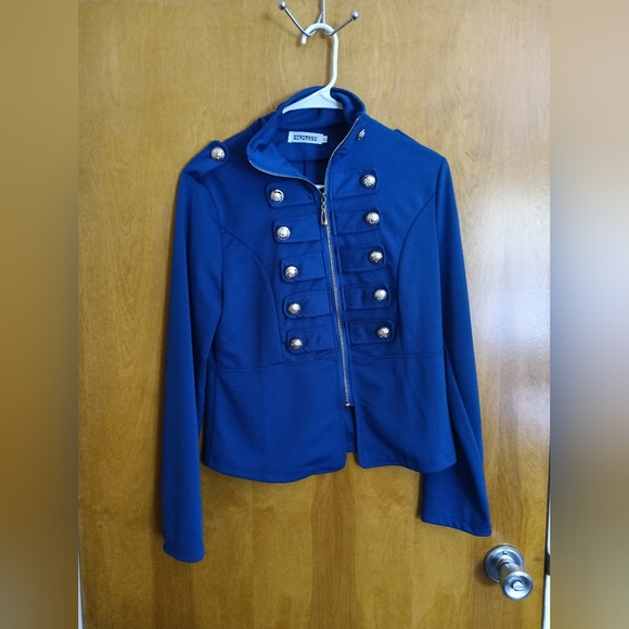 Blue Military Style Jacket with Silver Buttons - Picture 1 of 6